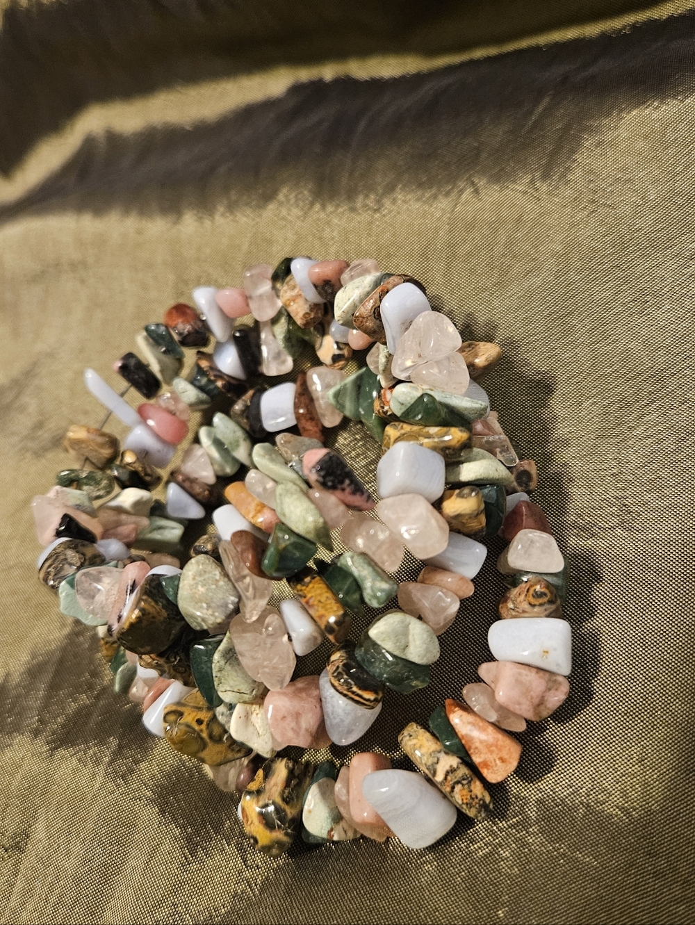 Boho Bracelet Multi Stones, Fairy Wrap Around. Natural.
